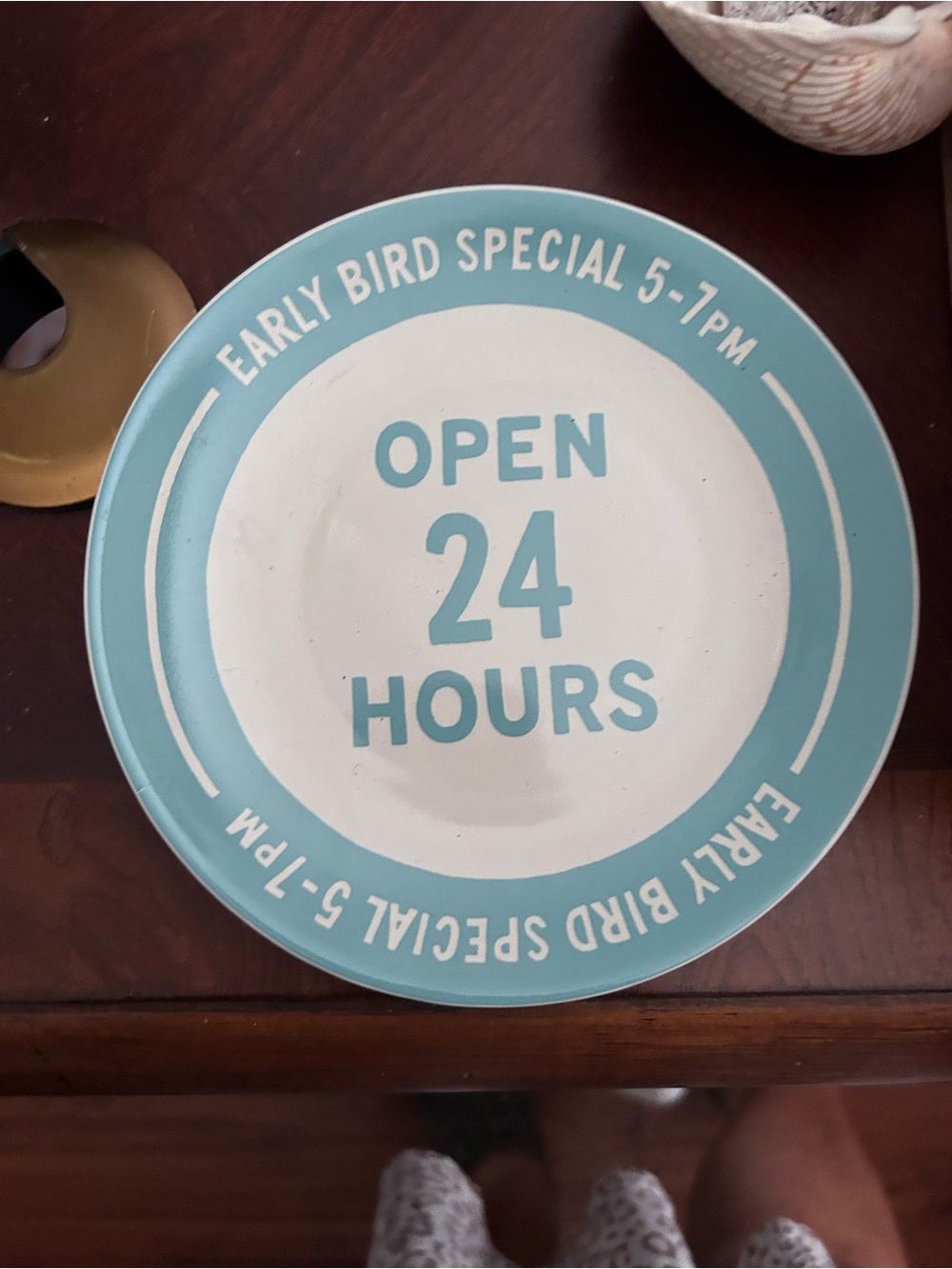 kate spade x Lenox White and Light Blue "Open 24 Hours" Decorative Plate